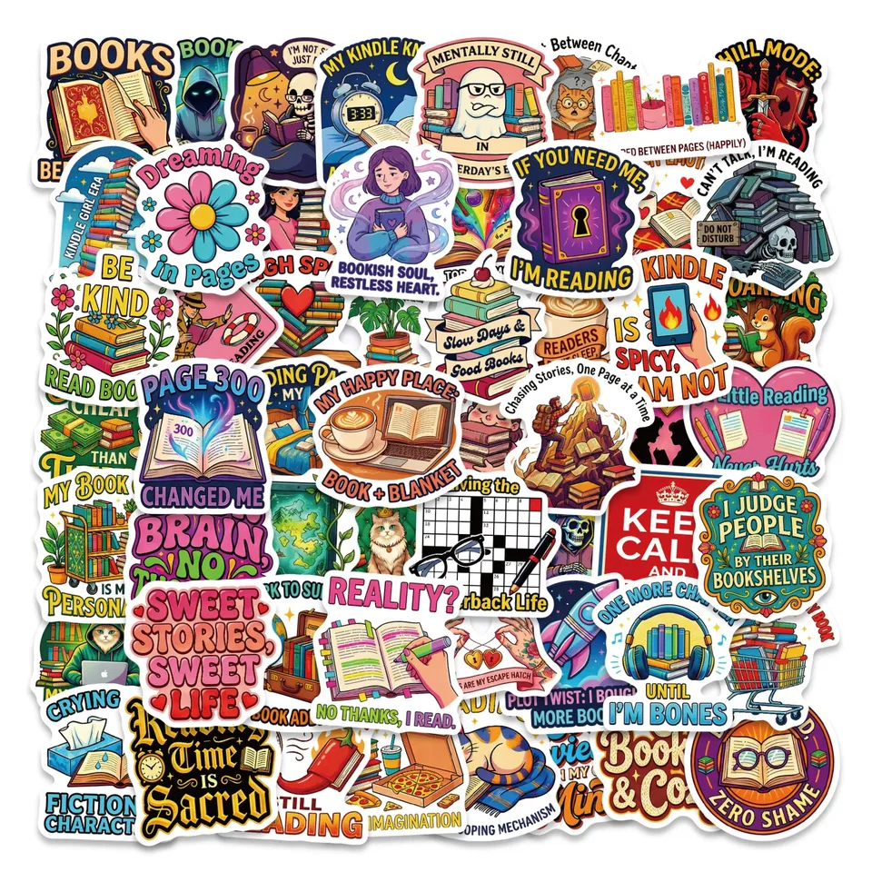 Bookworm Sticker Pack – 50 pcs