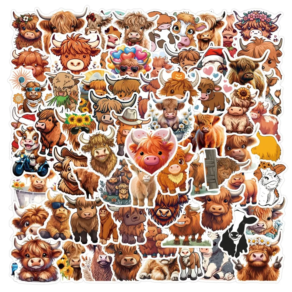 Highland Cow Sticker Pack – 110 pcs