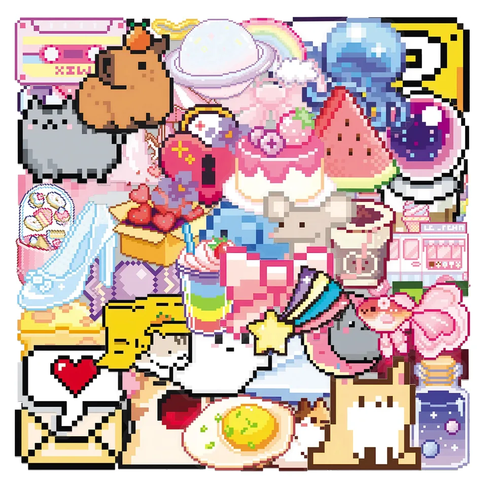 Pixel Cuties Sticker Pack – 50 pcs