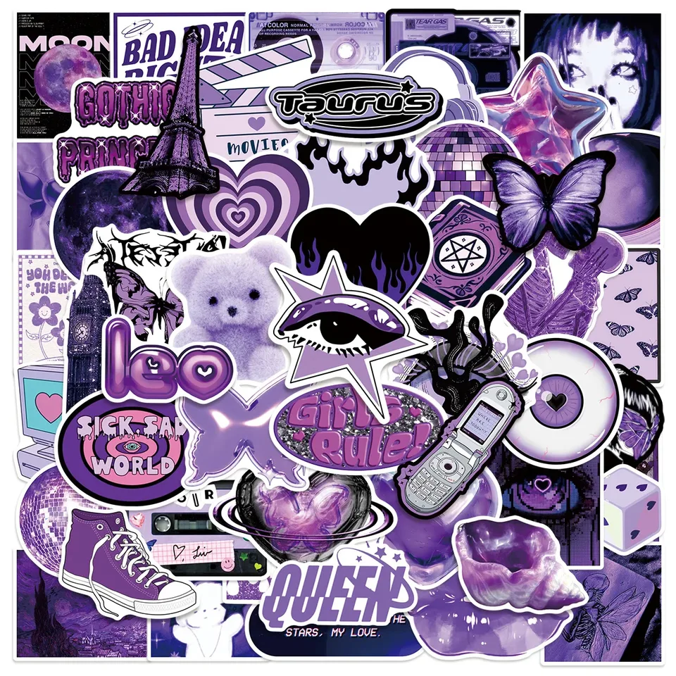 Purple Aesthetic Sticker Pack – 50 pcs